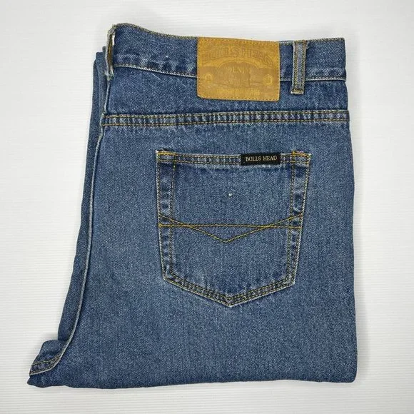 Bulls Head Junkyard Jeans Mens Straight Blue Denim Cotton size W38 - Picture 6 of 7
